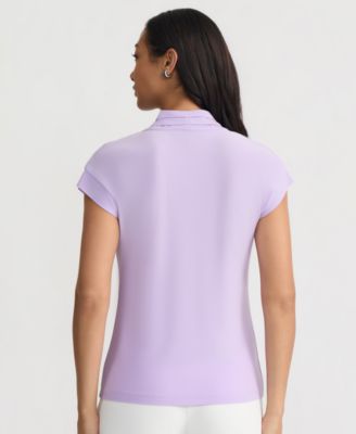 Women's Gathered-Neck Cap-Sleeve Top