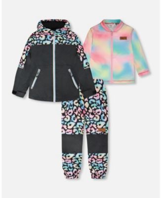 Big Girls 3-in-1 Two-Piece Mid-Season Outerwear Set Animal Print