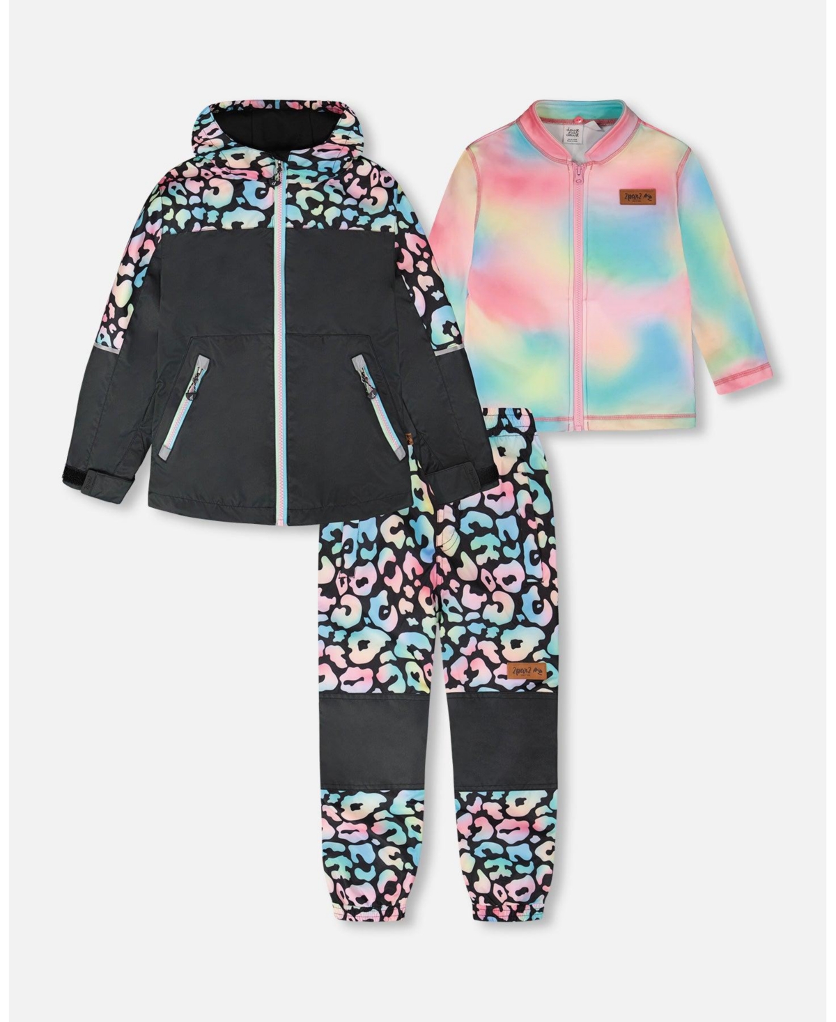 Deux par Big Girls 3-in-1 Two-Piece Mid-Season Outerwear Set Animal Print