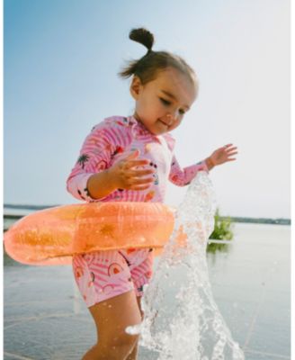 Baby Girls One-Piece Long Sleeve Rash guard Beach Print