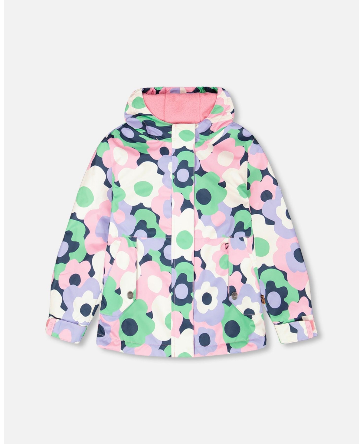 Deux par Toddler Girls Mid-Season Jacket Black Printed Flowers