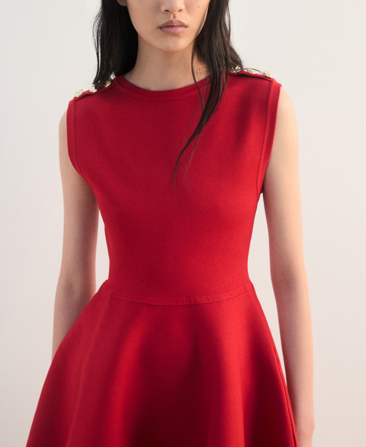 Mango Women's Buttons Peplum Knit Dress