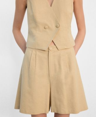 Women's Straight Linen-Blend Shorts