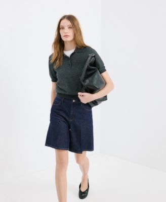 Women's High-Waist Straight-Fit Denim Shorts