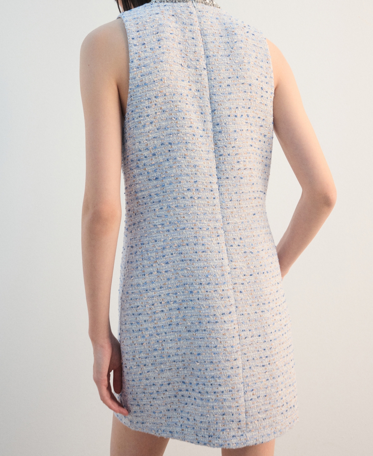 Mango Women's Rhinestone Collar Tweed Dress