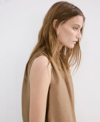 Women's Ruched Neck Satin Top