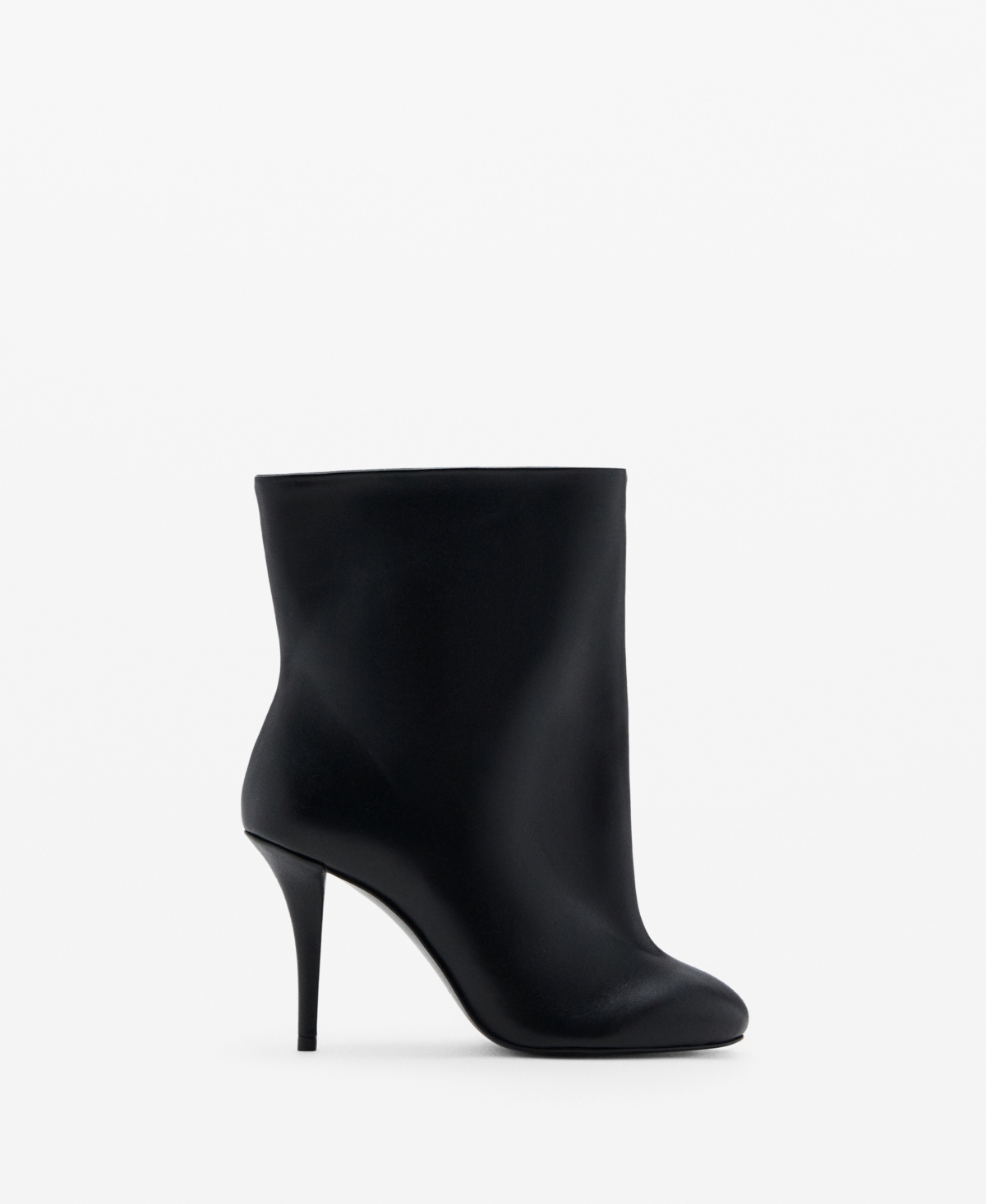 Mango Women's Wide Shaft Leather Heeled Boots