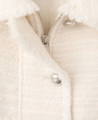 Women's Notched Lapel Collar Tweed Jacket