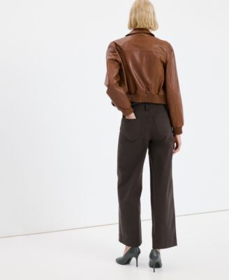 Women's Seam High-Waisted Wide-Leg Jeans