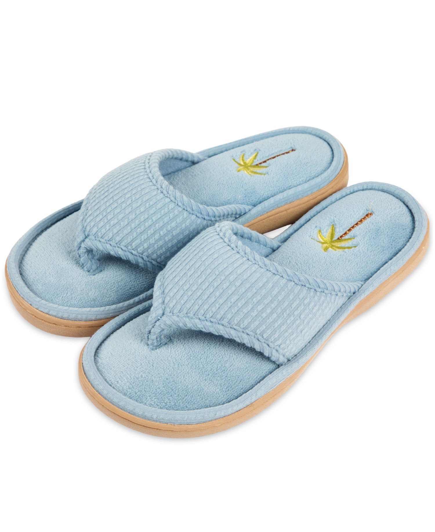 Women's Embroidered Seersucker Flip Flop Slippers