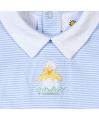 Baby Boy Stripe Knit Shortall With Chick