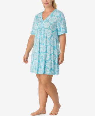 Plus Size Short-Sleeve Tunic Jersey Sleep Dress