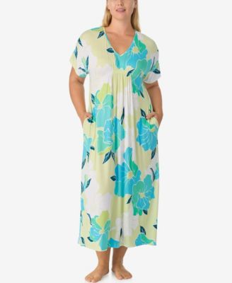 Plus Size Short-Sleeve Long Tunic Jersey Nightdress