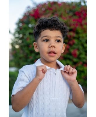 Little Boys Short Sleeve Polo Cable Sweater