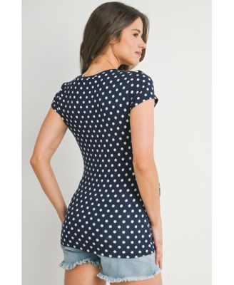 Maternity Short Sleeve Crewneck Polka Dot T-Shirt