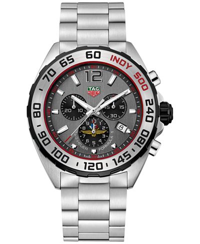TAG Heuer Men's Swiss Formula 1 Limited Edition Indy 500 Chronograph Stainless Steel Bracelet Watch and Interchangeable Strap Box Set 43mm CAZ1016.EB0058