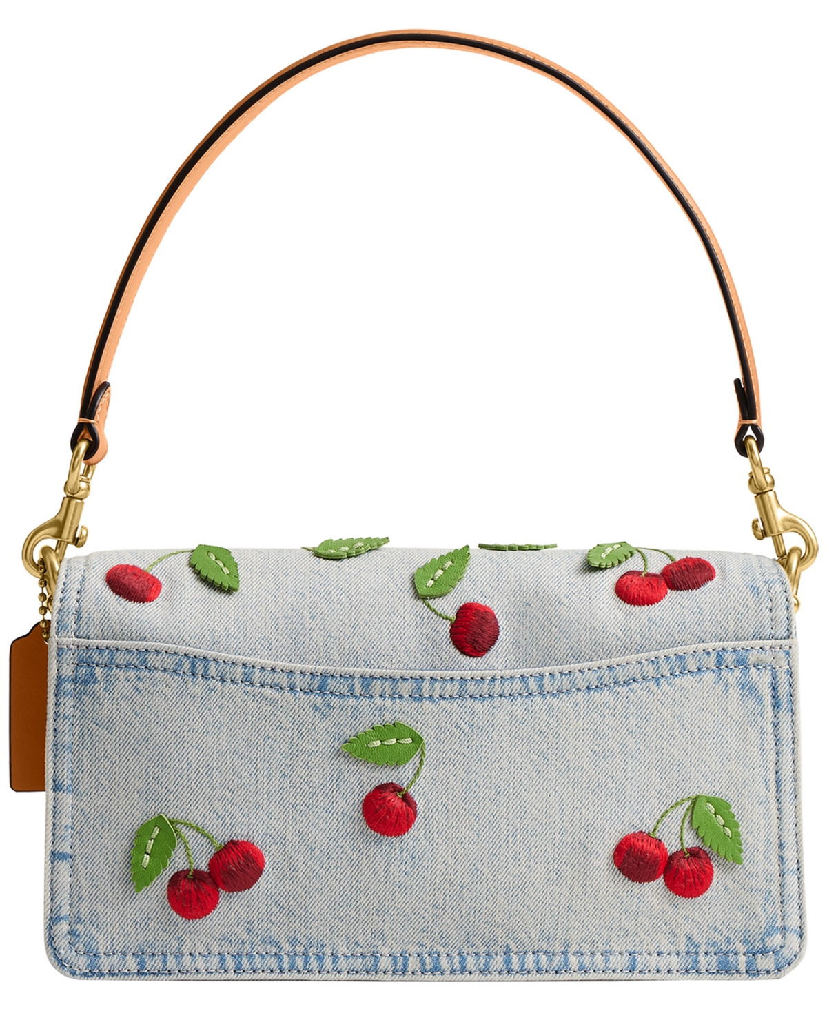 Coach Cherry Embroidered Denim Tabby Small Shoulder Bag