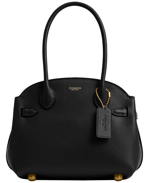 Женская сумка COACH Soft Empire Small Leather Satchel 21, цвет: Латунный / Чёрный