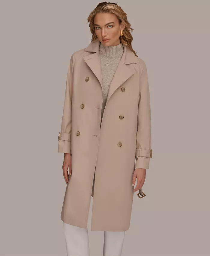 Women's Double Breasted Belted Notch Collar Trench Coat
