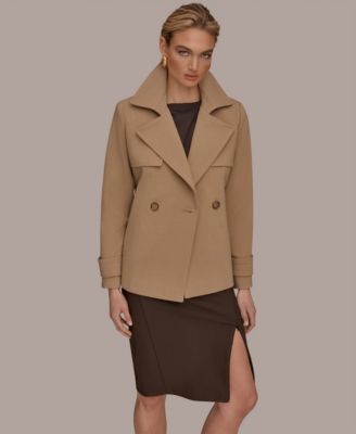Women's Short Crepe Notch Collar Trench Coat