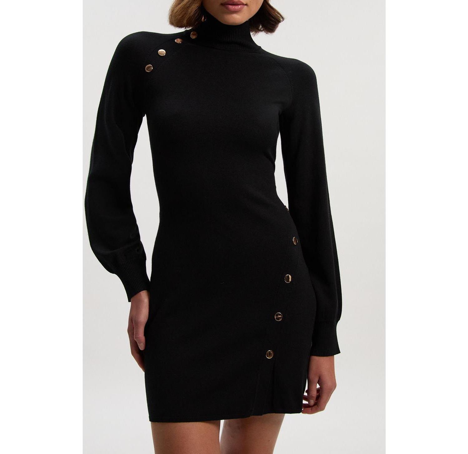 Women's Viscose Blend Popper Knit Mini Dress