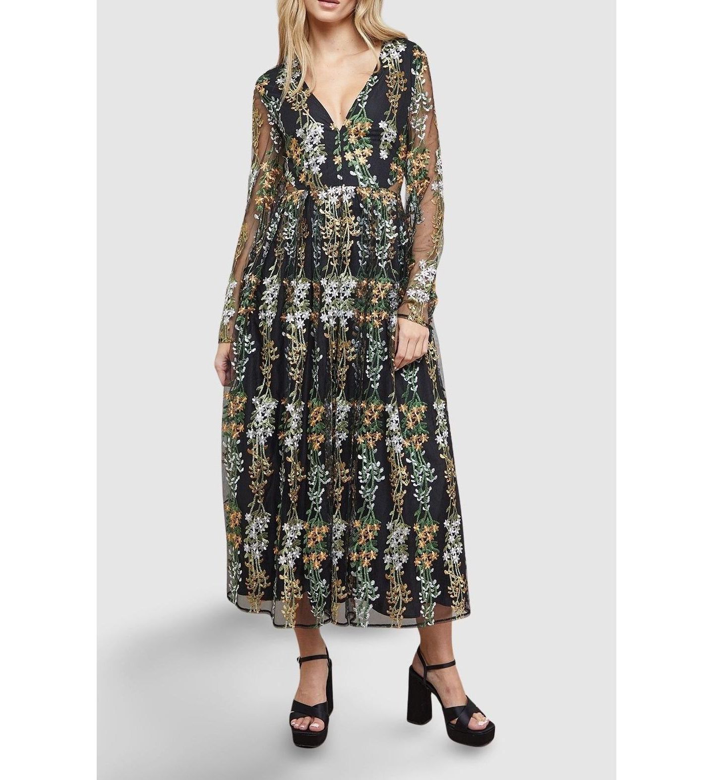 Женское платье Oasis Open Back Long Sleeve Midi, цвет: Разноцветный — фото 6