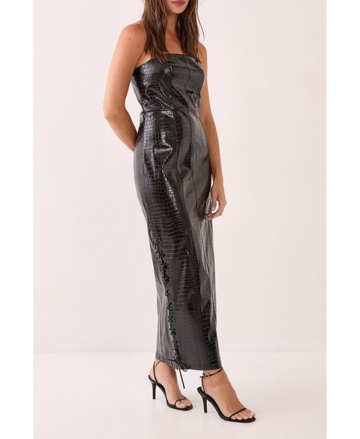 Nasty Gal Women's Croc Bandeau Lace Up Maxi Dress
