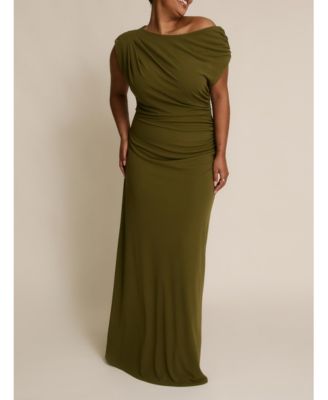 Women's Slash Neck Draped Bridesmaid Dress