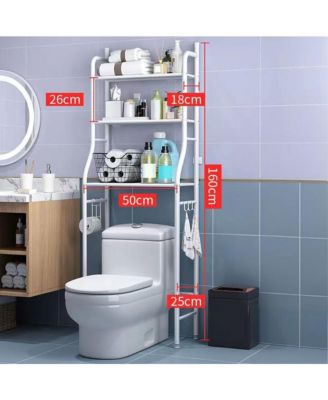 Over The Toilet Storage Shelf, Freestanding Bathroom Organizers and Storage Over Toilet with Paper Holder Towel Hooks Bathroom Organizer