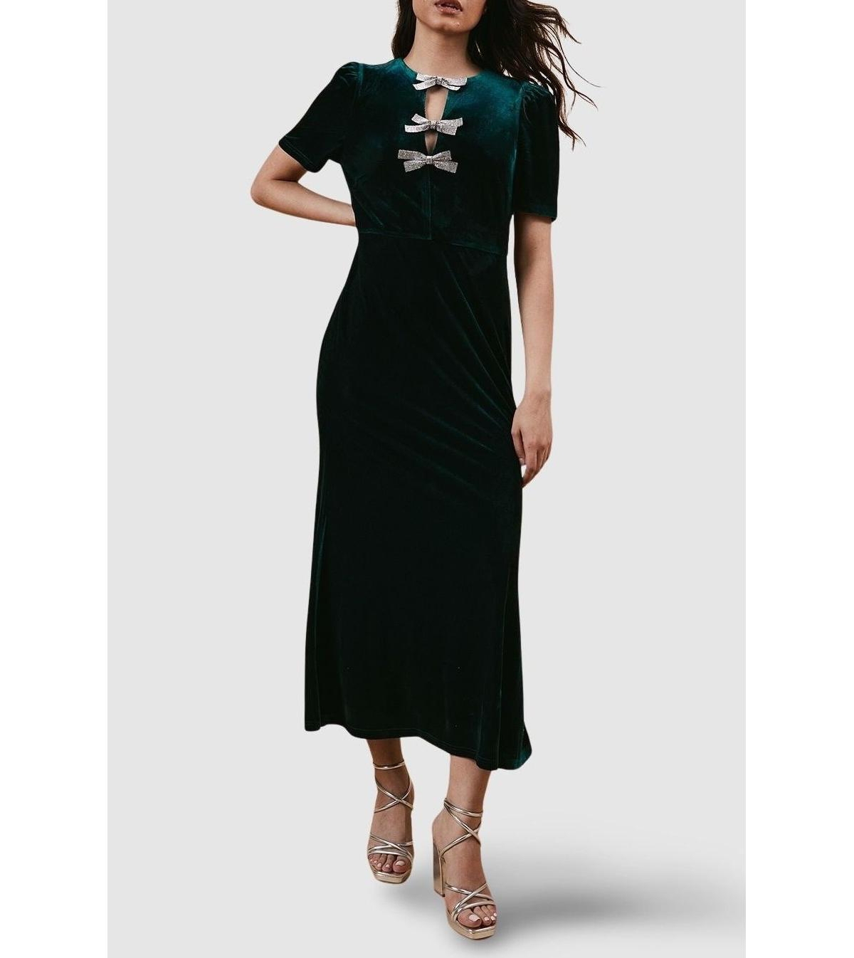 Oasis Women's Occasion Velvet Bow Midaxi Dress.