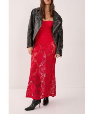 Women's Lace Bandeau Sheer Maxi Dress