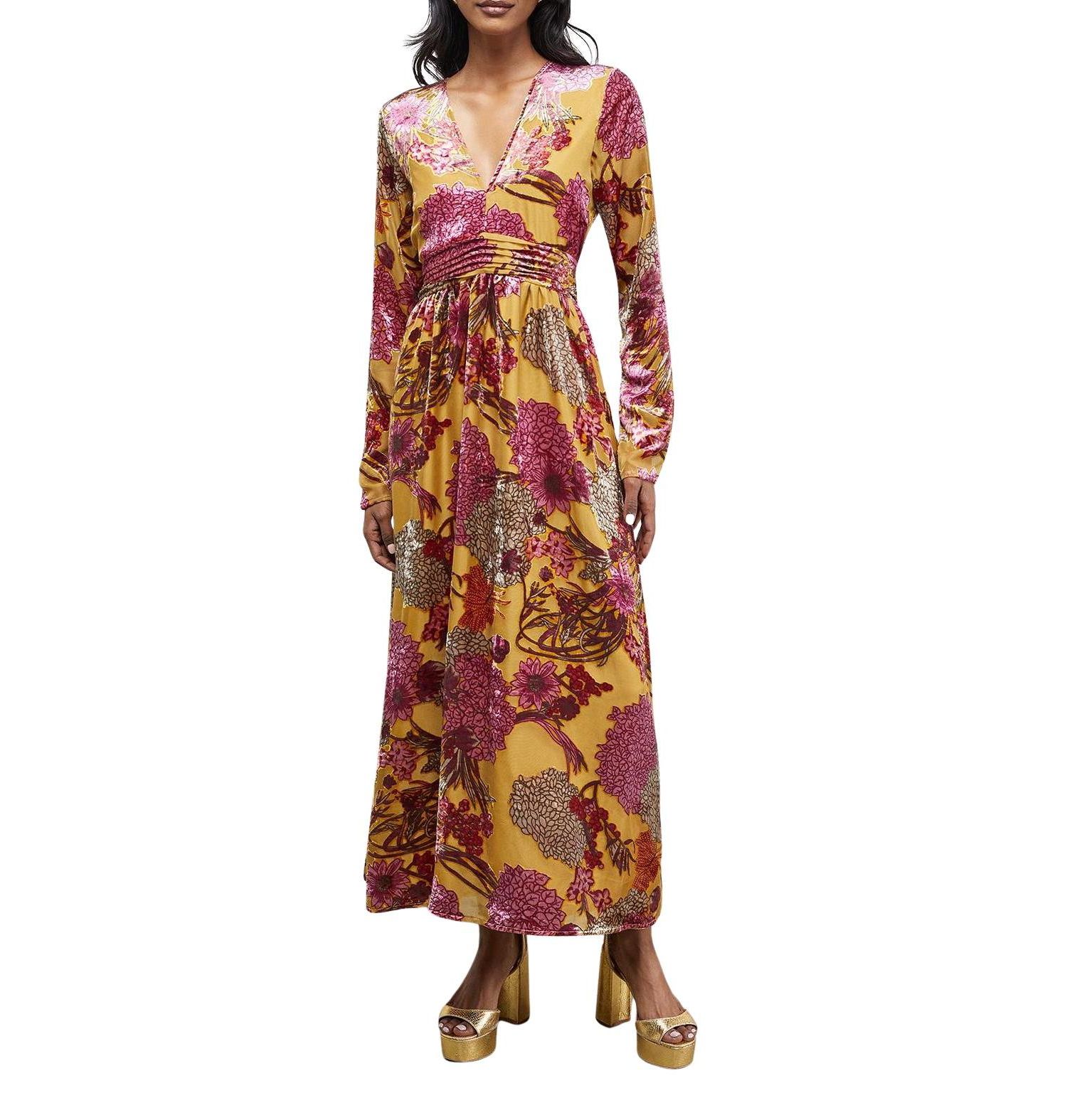 Women's Plunge Neck Waisted Midi Dress
