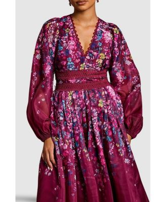 Petite Organza Lace Trim Midaxi Dress