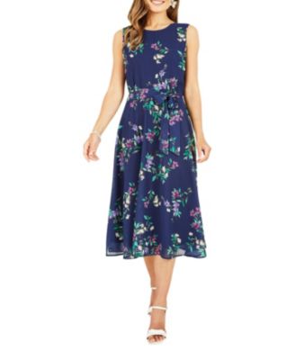 Women's Floral Print Midi Skater Dress