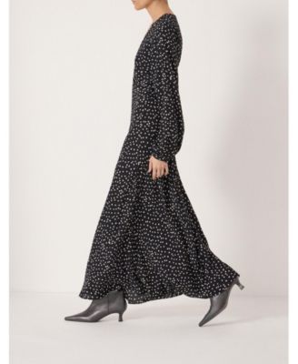 Women's V-Neck Long Sleeve Crepe Dress