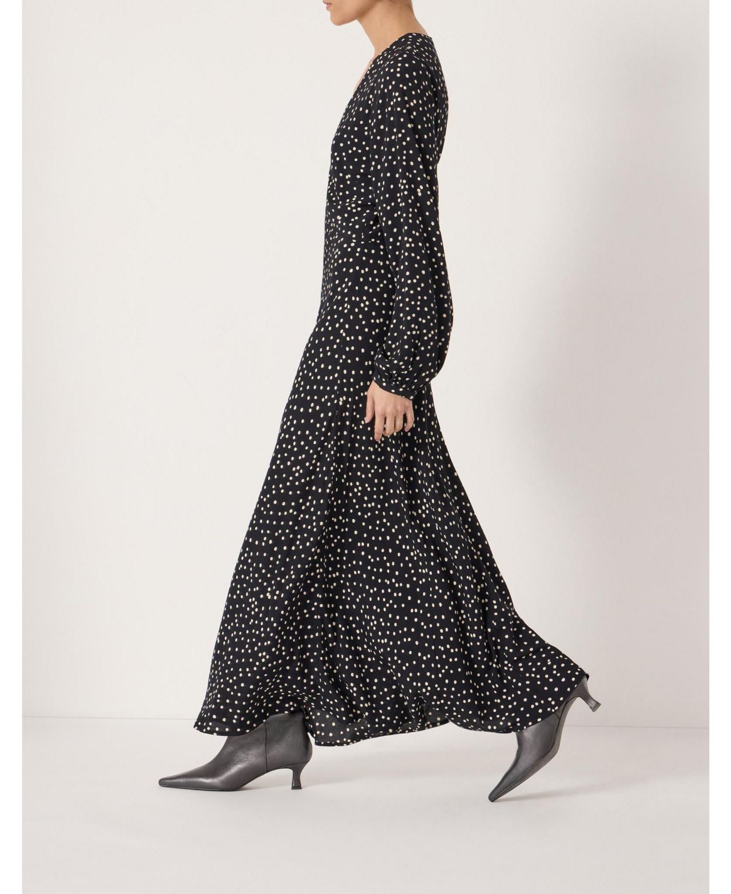Women's V-Neck Long Sleeve Crepe Dress