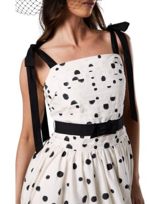 Women's Lisa Tan Mono Spot Bow Detail Midi Dress