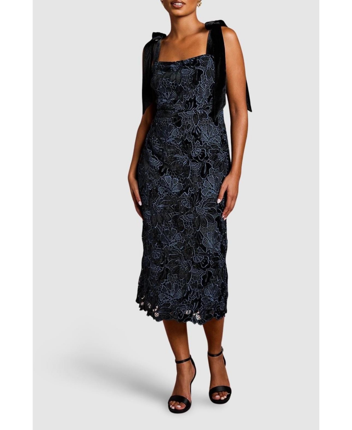 Coast Women's Velvet Lace Tie Shoulder Dress