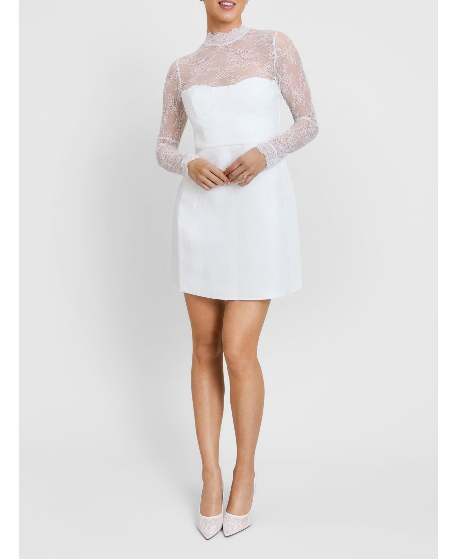 Women's Lace Sleeve Cup Detail Mini Dress