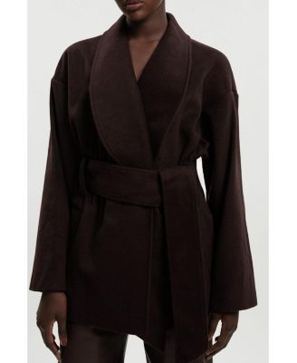Women's Brushed Wool Wrap Short Coat
