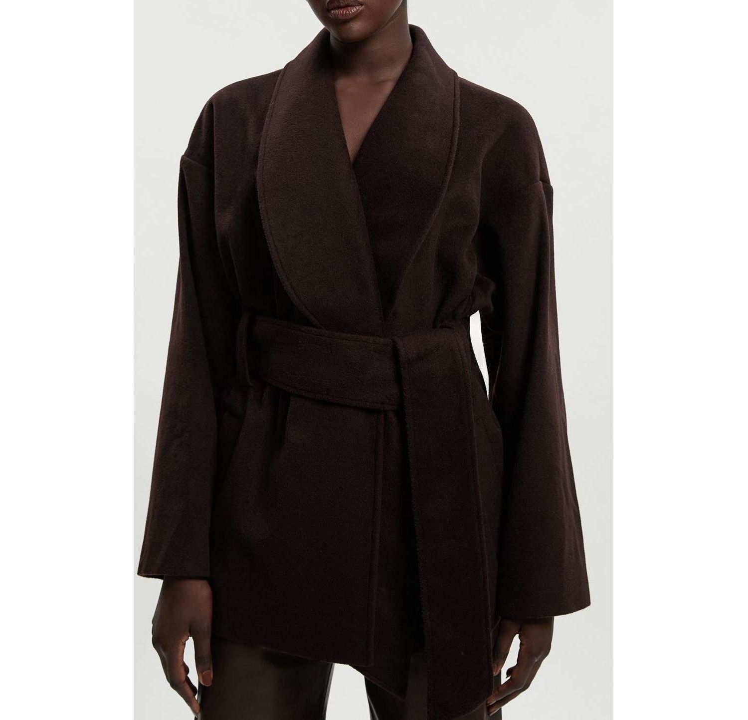 Women's Brushed Wool Wrap Short Coat