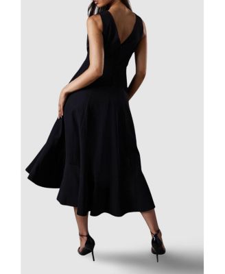 Women's Crepe Ruffle Low Back Dress