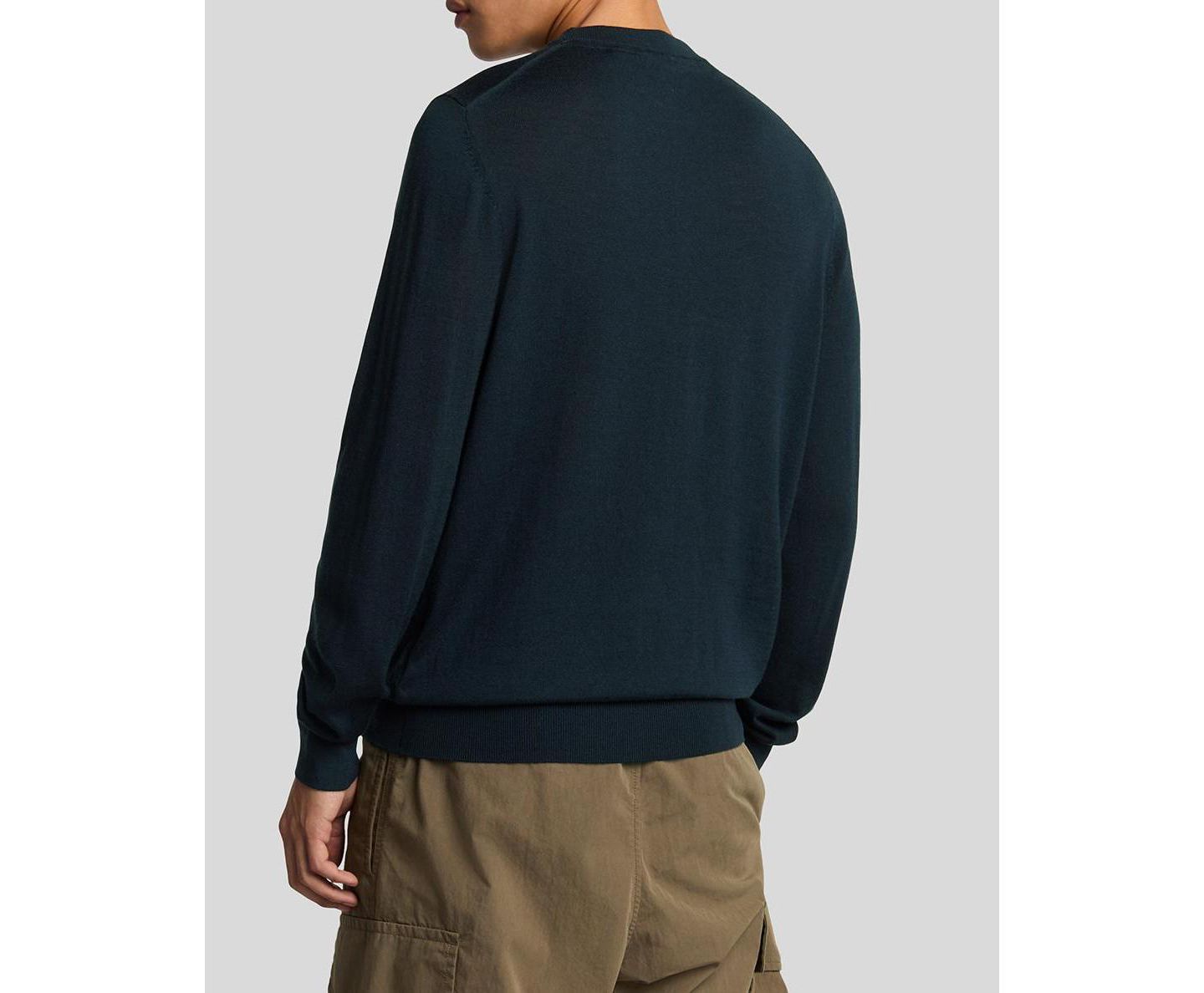 Мужской свитер Lyle & Scott Tonal Eagle Merino Crew Neck, цвет: Тёмный тёмно-синий — фото 7
