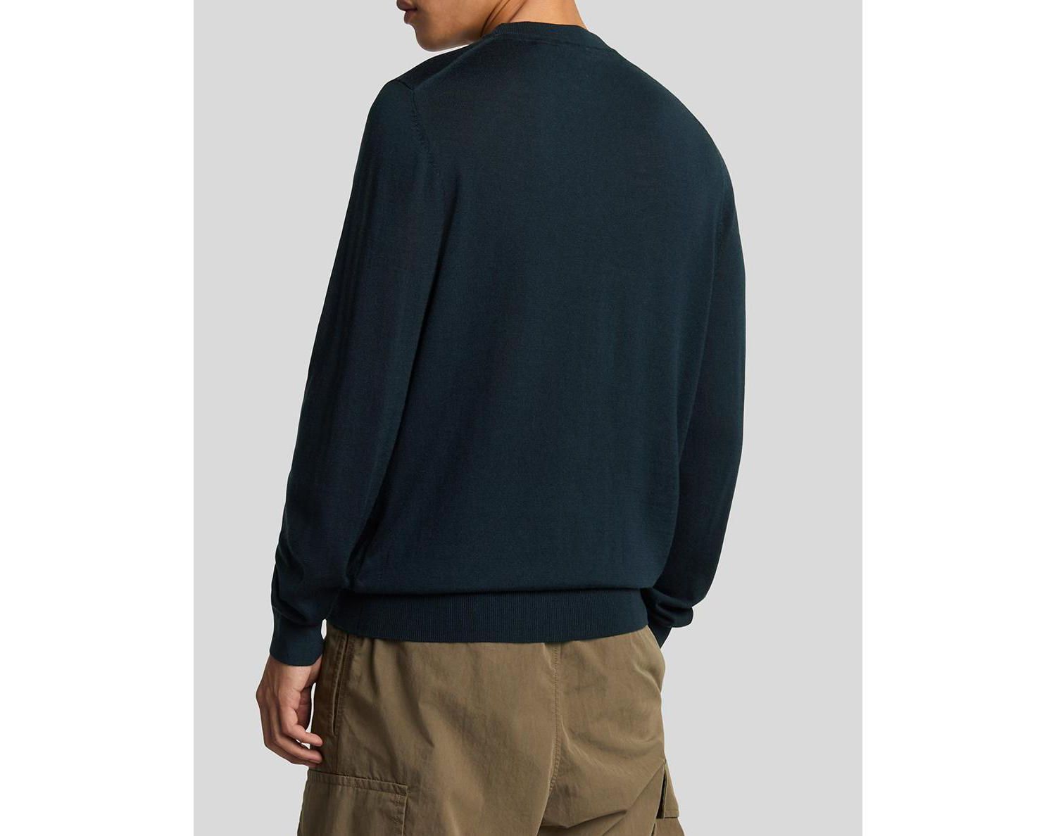 Men's Tonal Eagle Merino Crew Neck Sweater