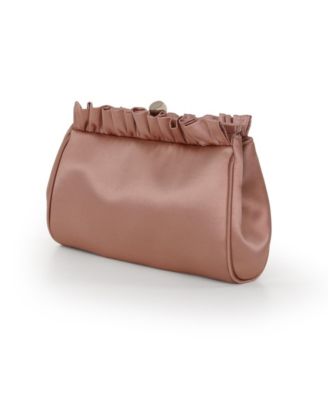 Woman's Olivia Satin Ruffle Top Pouch Clutch
