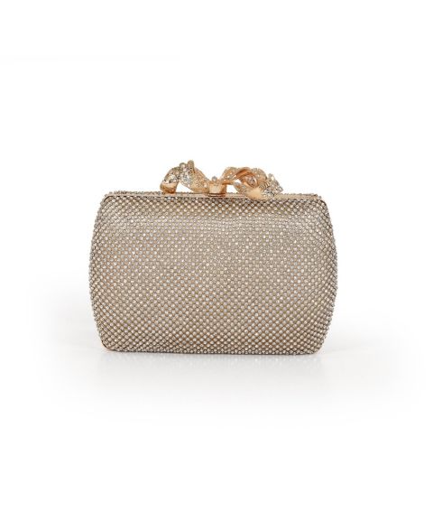 Женские клатчи Jewel Badgley Mischka Cassia Crystal Minaudiere w. Bow Clasp, цвет: Золотой