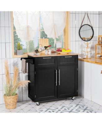 Kitchen Island Storage Trolley with Drawer and Towel Rack, Rolling Cart