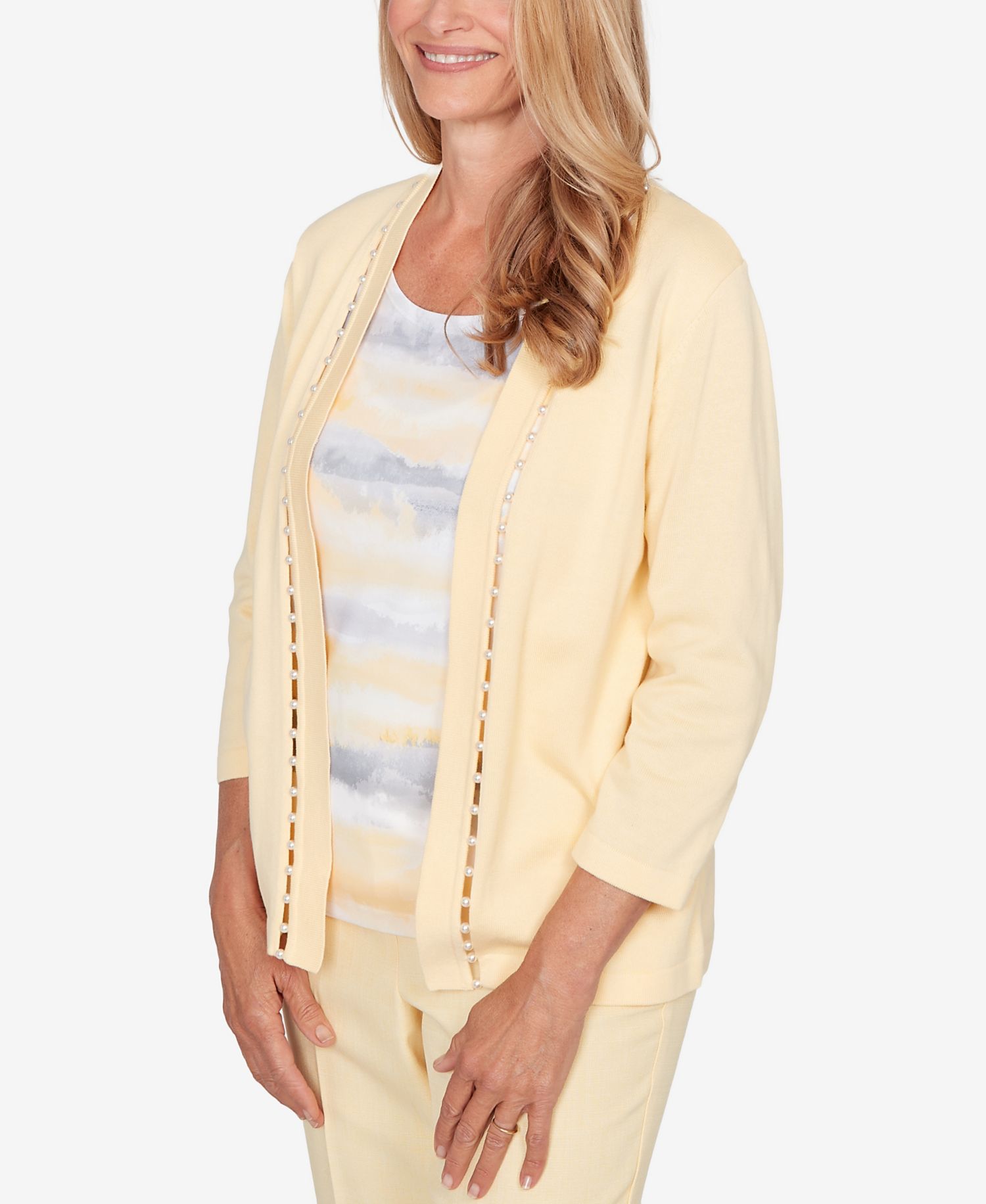 Women's Al Fresco Mother of Pearl Stripe Two-In-One Sweater