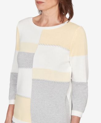 Women's  Al Fresco Ribbed Colorblock Jewel Neck Sweater
