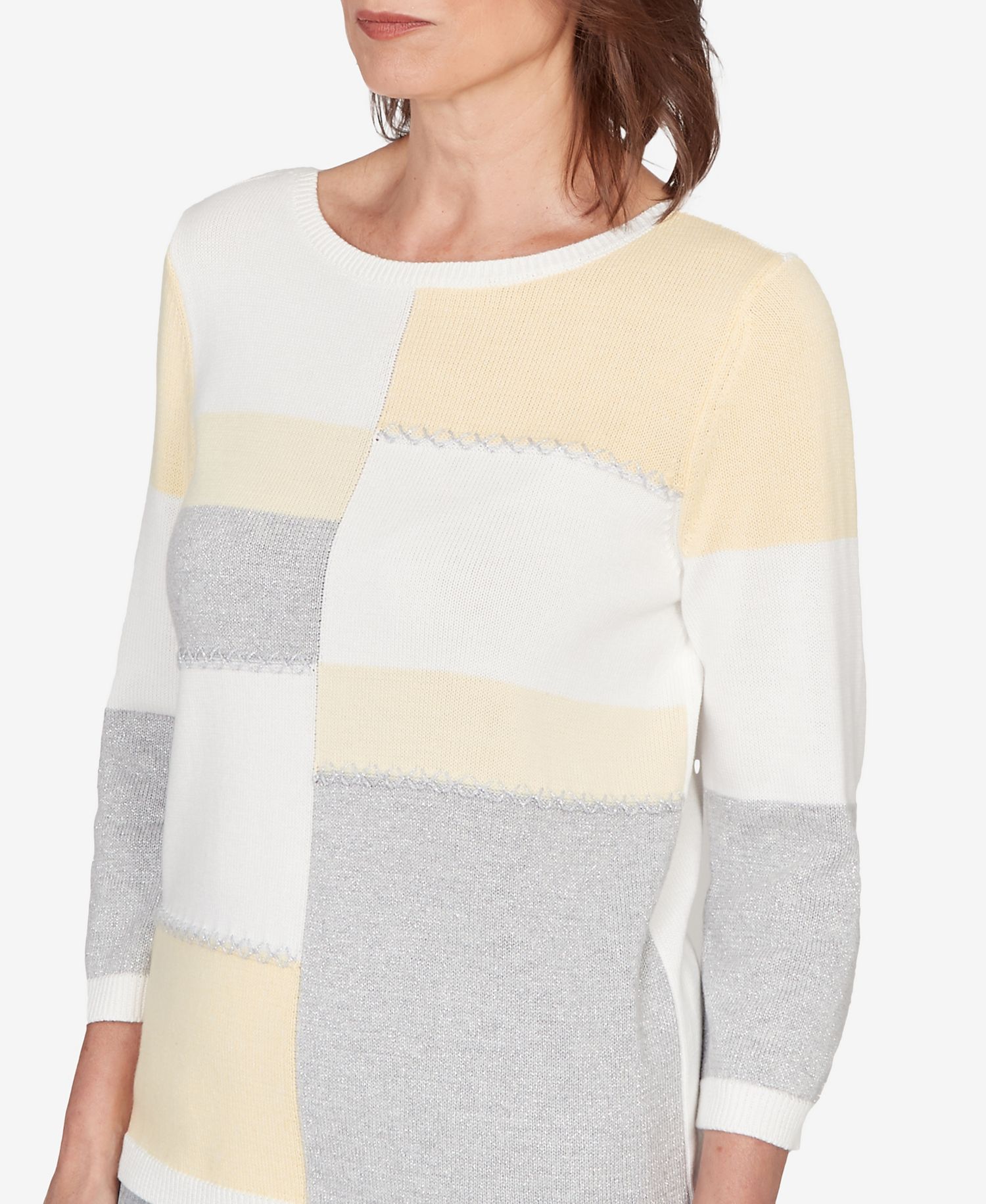 Women's Al Fresco Ribbed Colorblock Jewel Neck Sweater